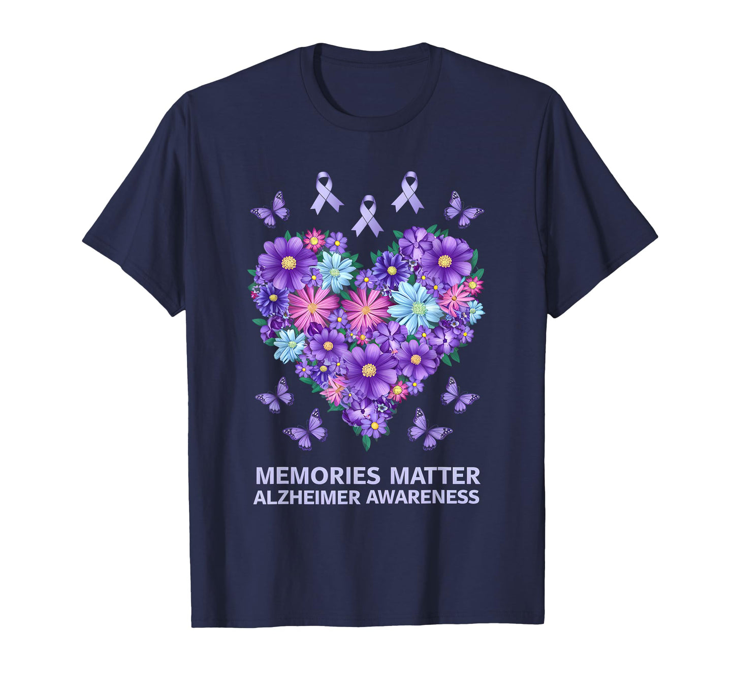 Alzheimer Awareness for Men and Women Purple Flower T-Shirt