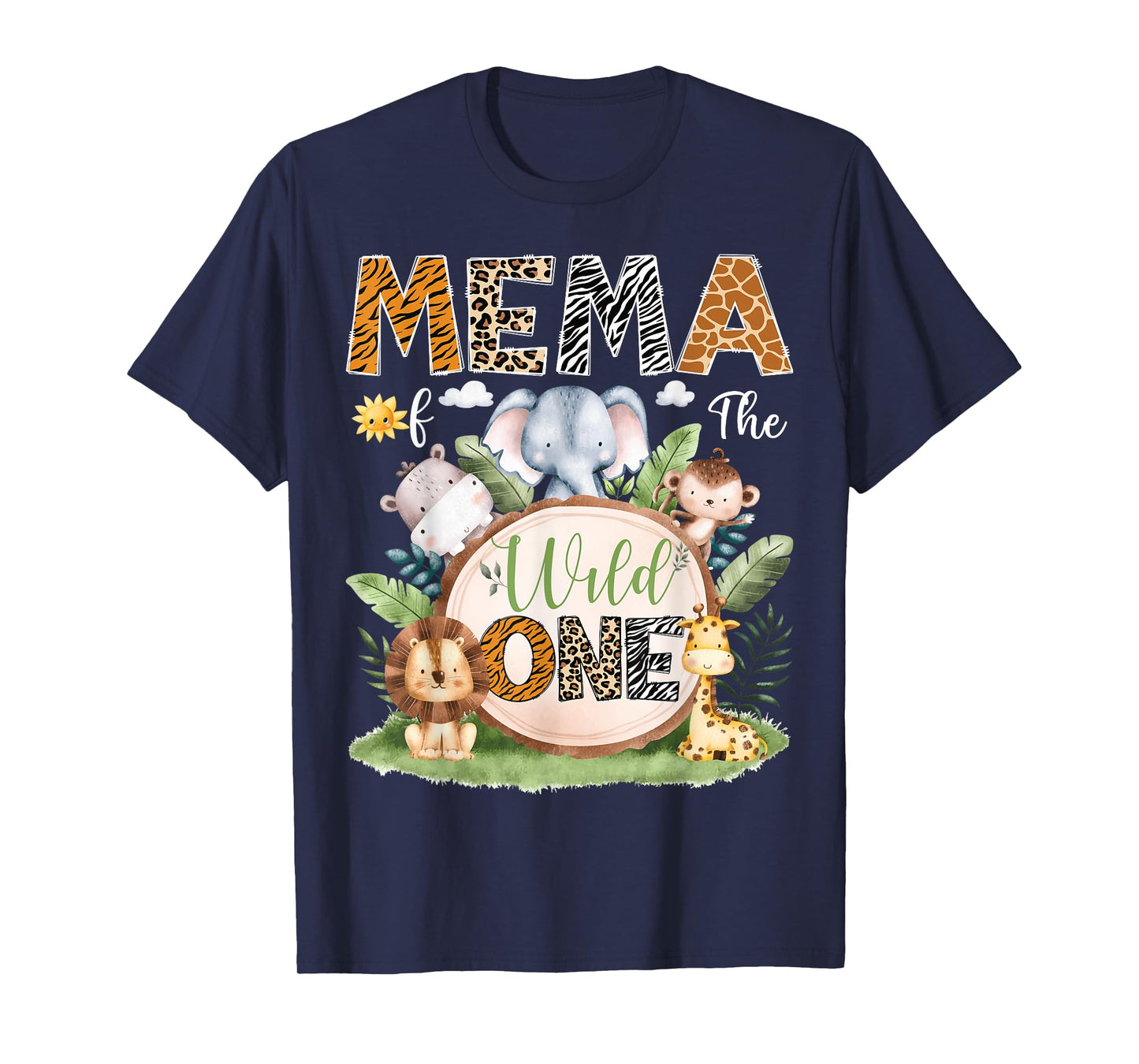 Mema Of The Wild One Safari Woodland 1St Birthday Kids T-Shirt
