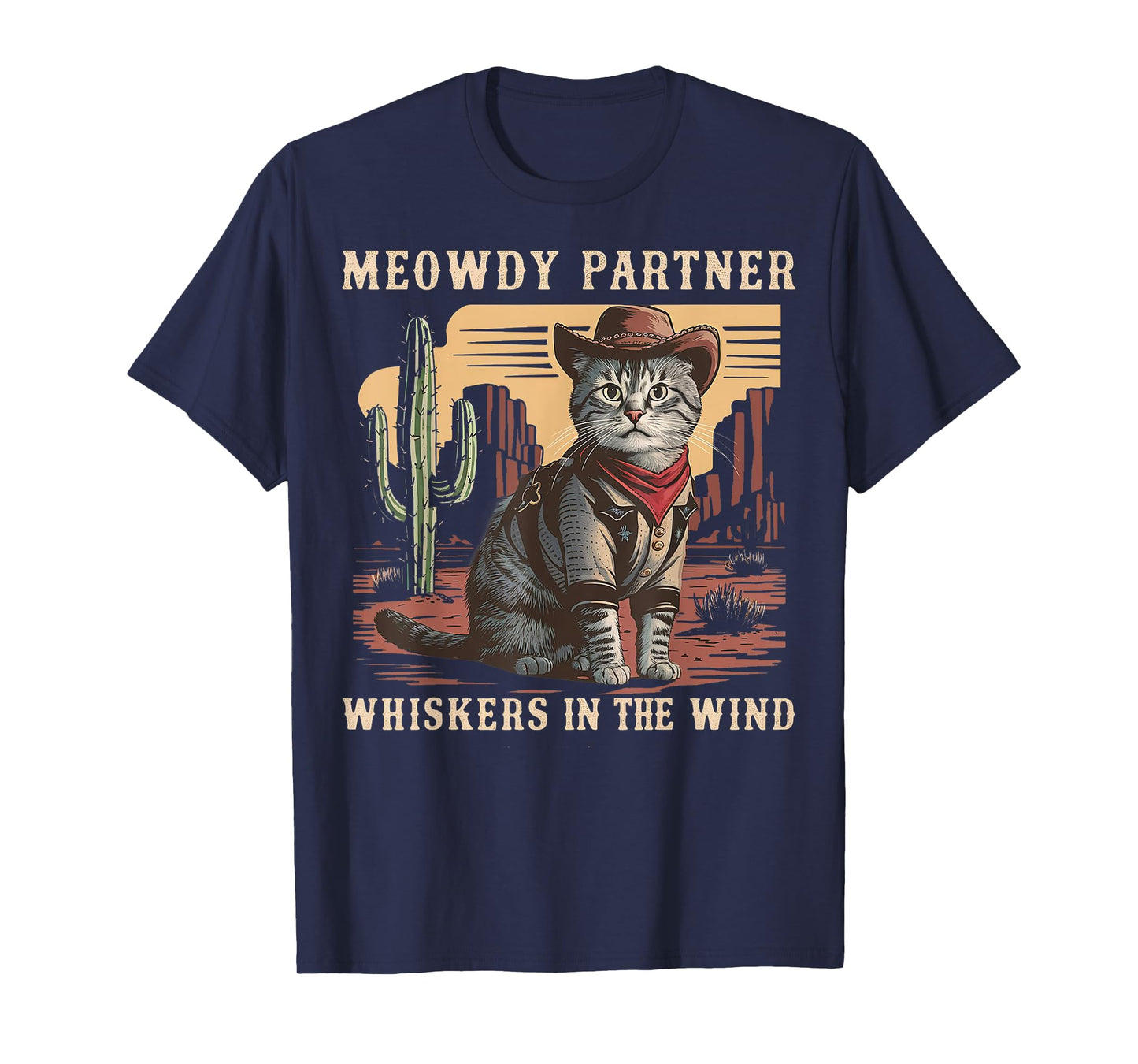 Meowdy Partner Cowboy Cat Vintage Gifts Men Women Cat Lover T-Shirt