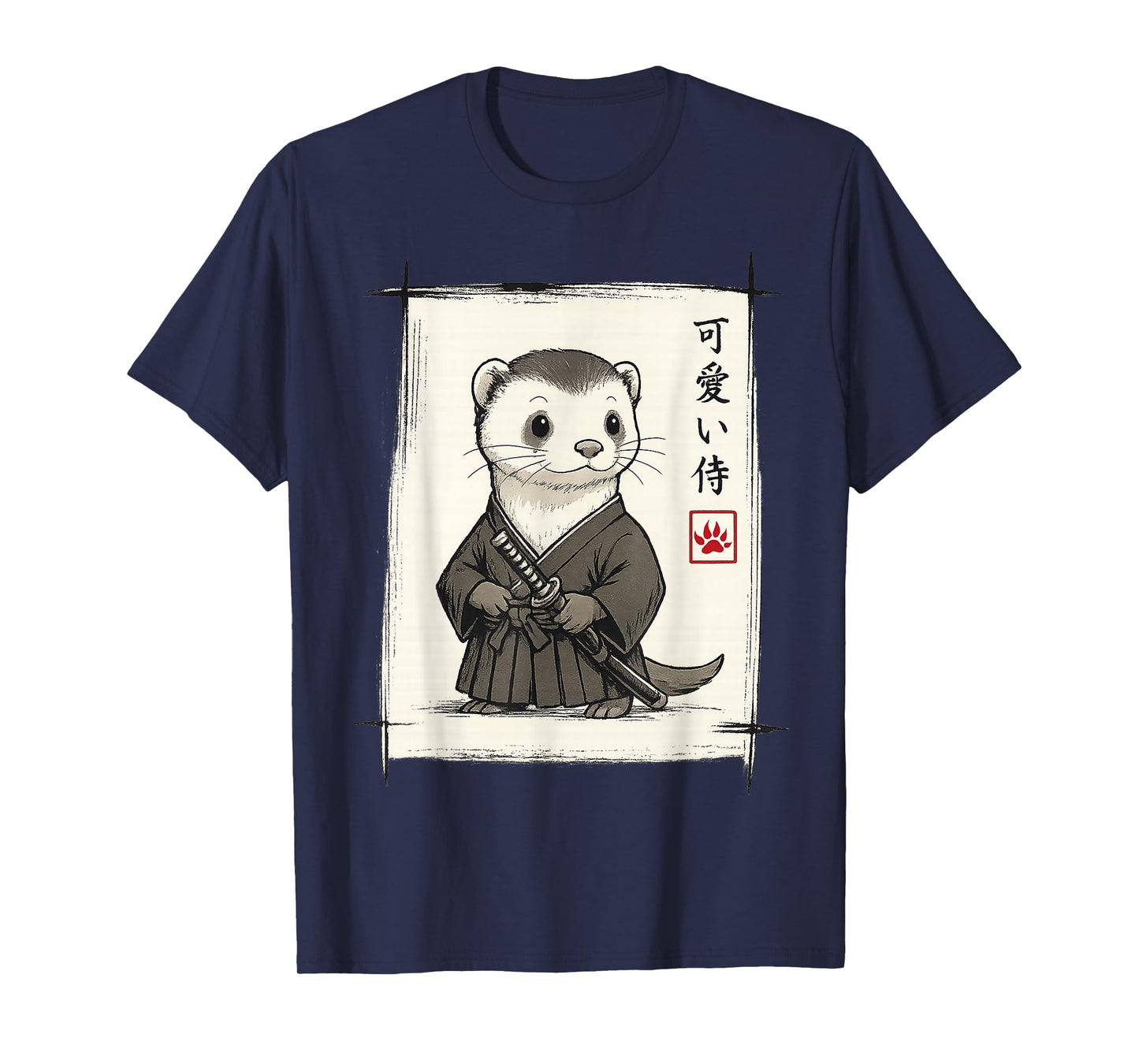 Samurai Ferret Japanese Art Anime Funny Gifts Men Women Kid T-Shirt
