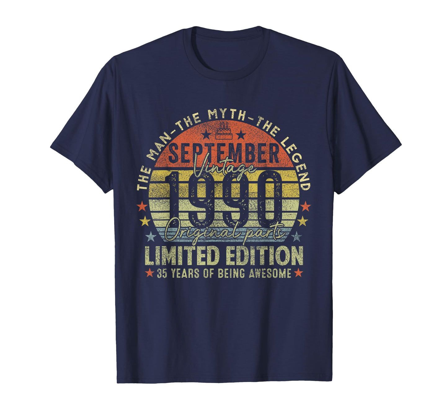 35th Birthday Gifts Vintage September 1990 35 Years Old Men T-Shirt
