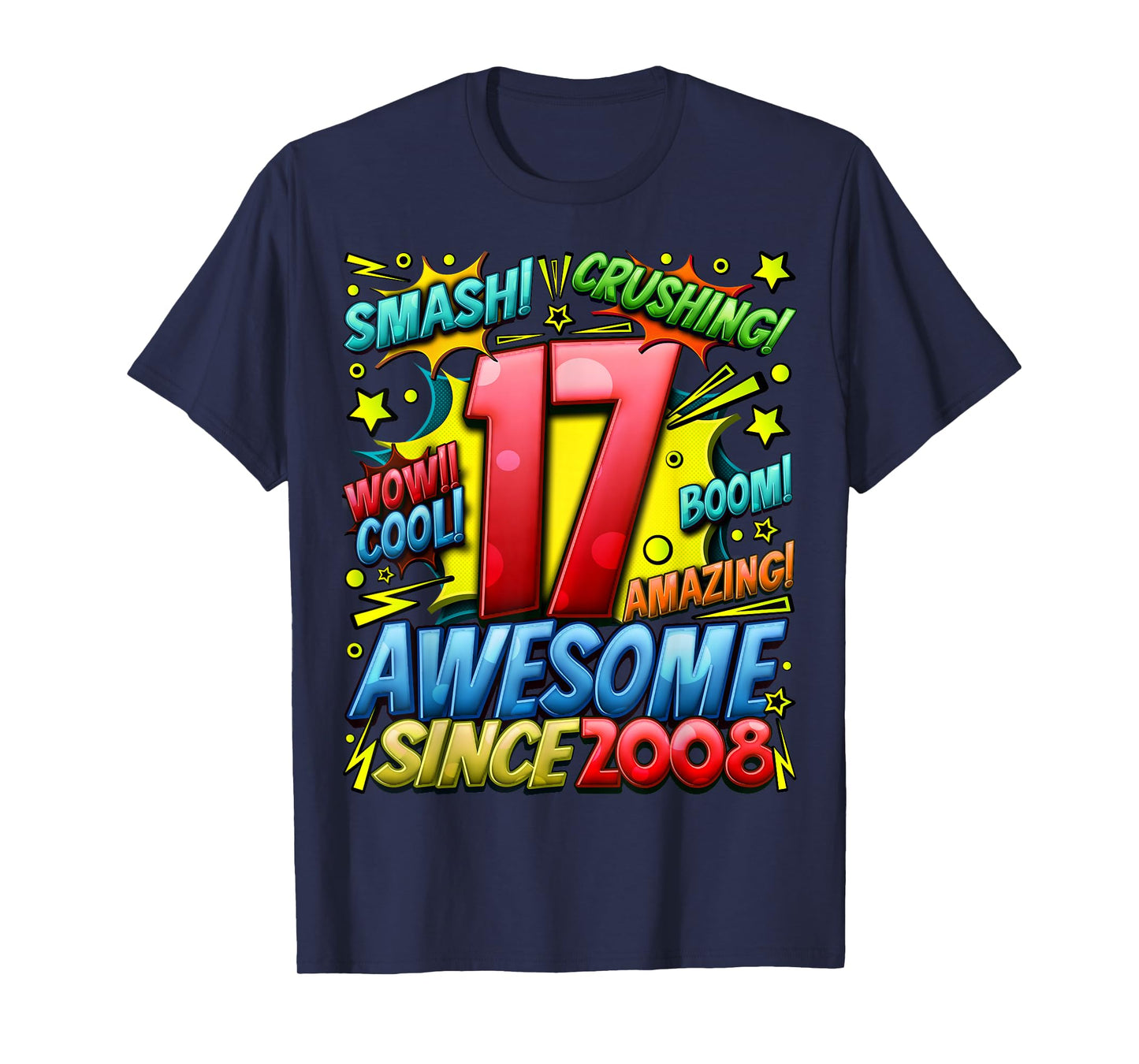 New Comic Style Birthday Gifts 2025 For Boys 17th Birthday Boy Unisex-Kids T-Shirt Black Small