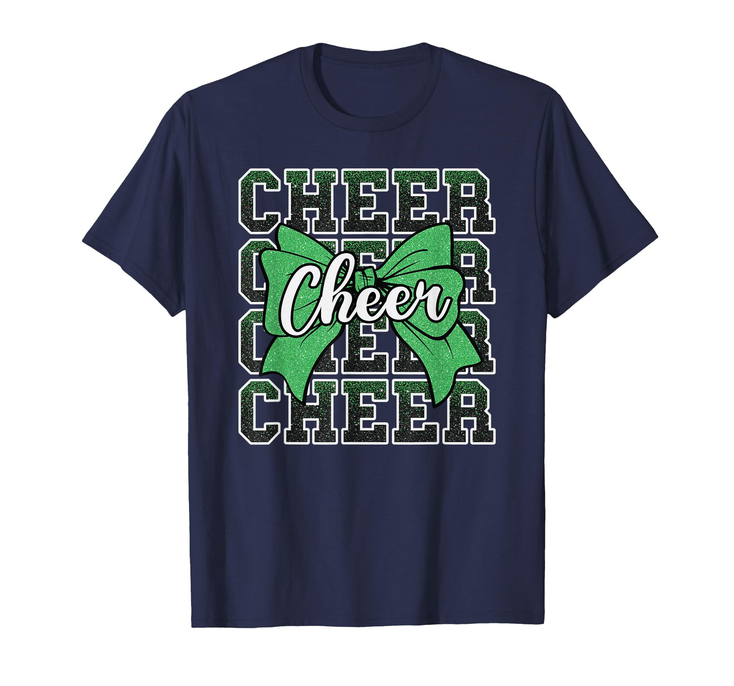 Coquette Cheer Bow Sport Cheerleader Cheerleading Green T-Shirt
