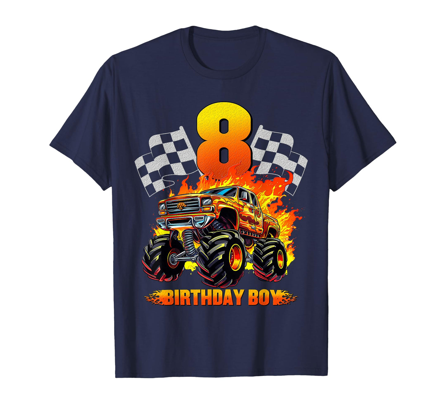 8 Year Old Birthday Monster Truck 8th Birthday Boy Kids T-Shirt