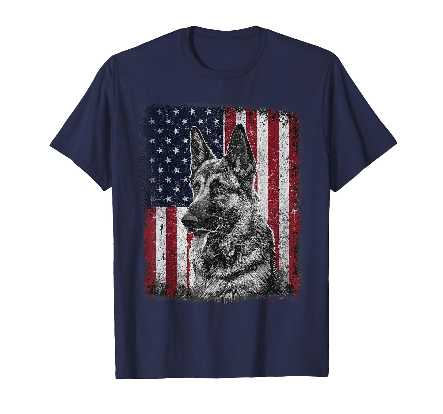 Patriotic German Shepherd Dog American Flag 4th of July T-Shirt
