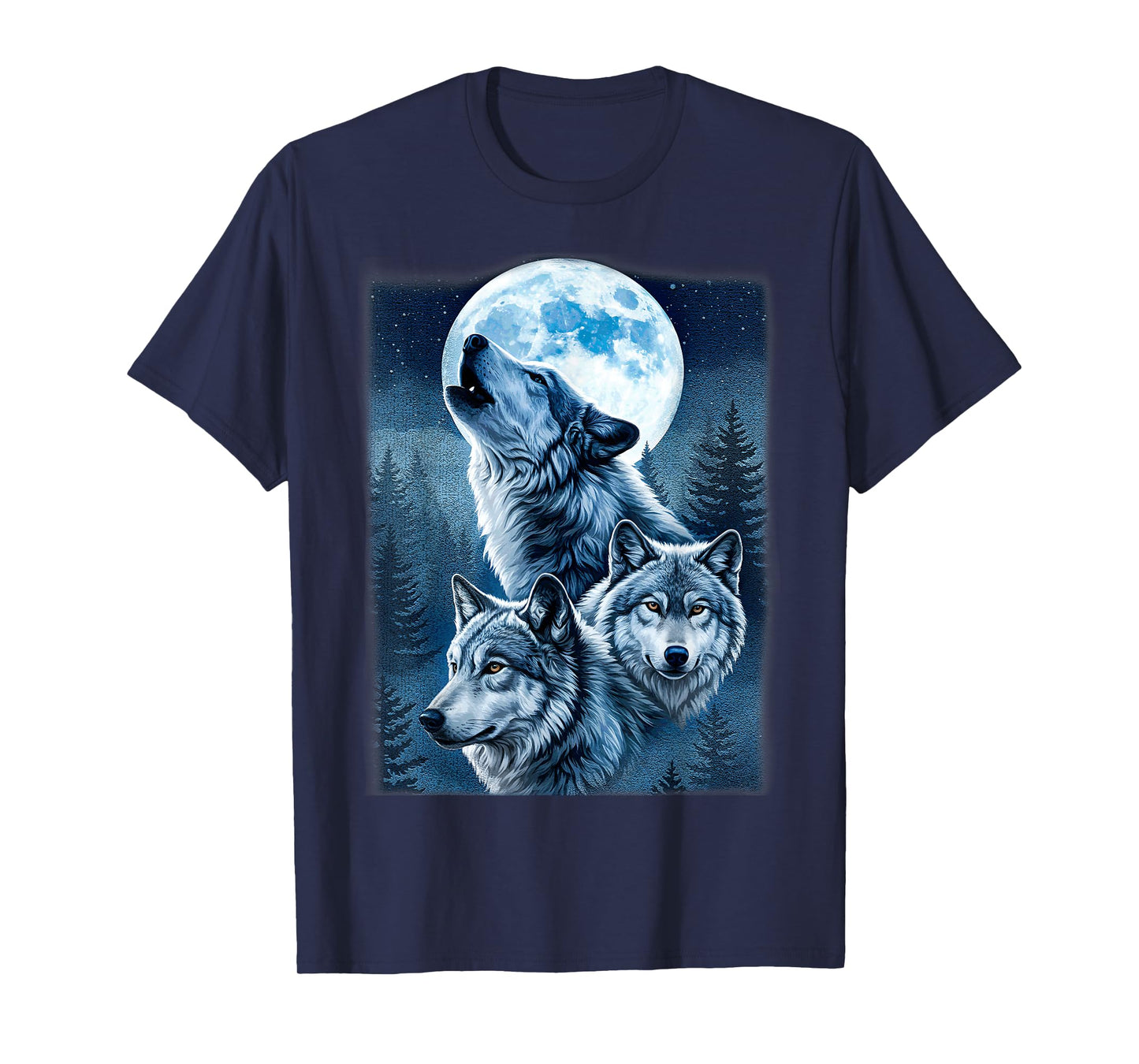 Three Wolves 3 Grey Wolf Howling At The Moon Wild Animal T-Shirt