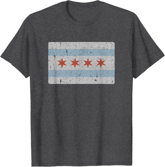 Vintage Chicago Flag Souvenir Gift Men Women Kids T-Shirt