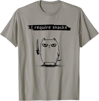 Funny Cat Meme I Require Snacks Design Men Women Kids T-Shirt