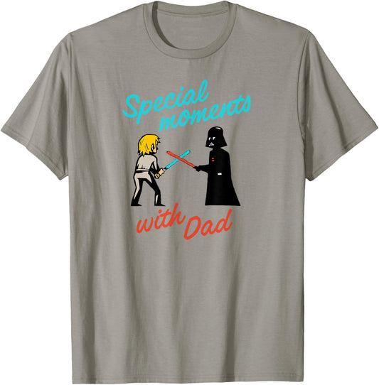Amazon Essentials Star Wars Men's Darth Vader and Luke Special Moments with Dad T-Shirt, Grey, Small