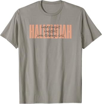 Retro Christian Worship Hard Fought Hallelujah Unisex-Adults Christian T-Shirt, Grey, Small, Short Sleeve