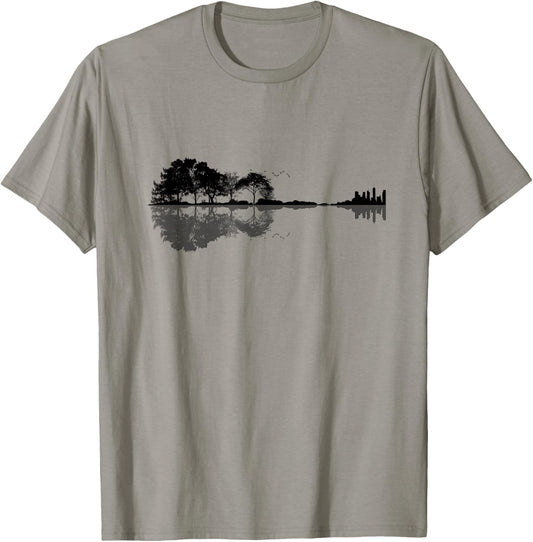 Acoustic Guitar Nature Forest Music Bass Guitarist Men Women T-Shirt