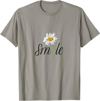 Cute And Funny White and Yellow Daisy Flower Smile T-Shirt