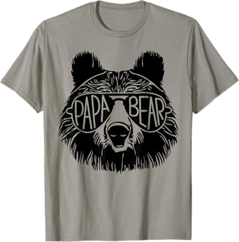 Mens Papa Bear Face Sunglasses Papa Bear Lover Father's Day T-Shirt