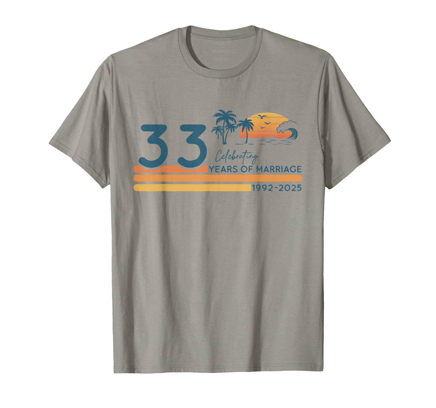 Celebrating 33 Years of Marriage Retro 60s 70s Aniversary T-Shirt