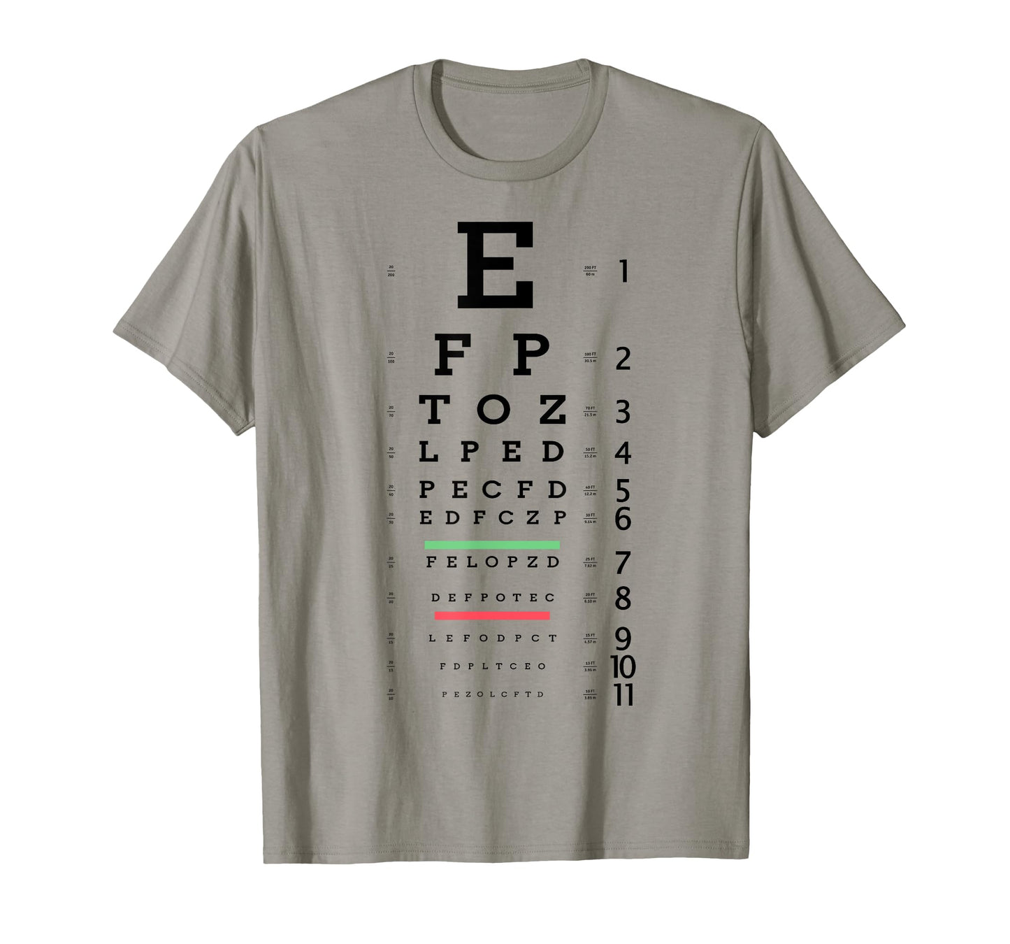 Optometrist Snellen Eye chart Optotype Optometry Eye Doctor T-Shirt