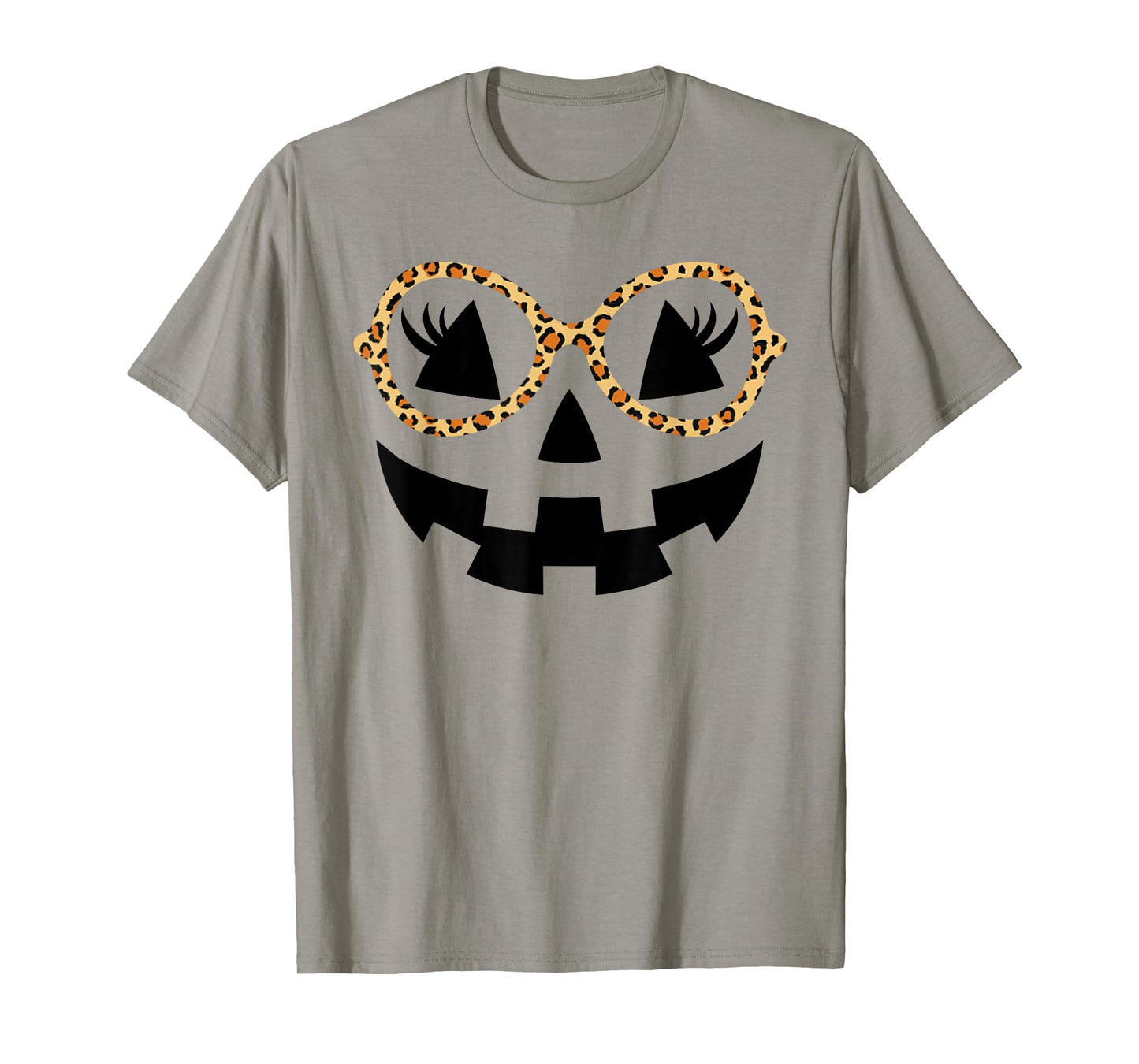 Jack O Lantern Face Pumpkin Halloween Cute Leopard Glasses T-Shirt