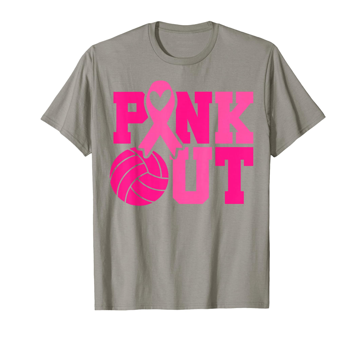 Volleyball Pink Out Breast Cancer Awareness Pink Ribbon T-Shirt