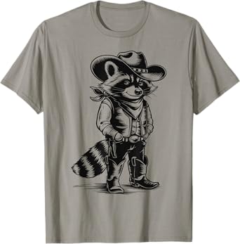 Raccoon Cowboy Cowgirl Western Country Gifts For Men Women T-Shirt
