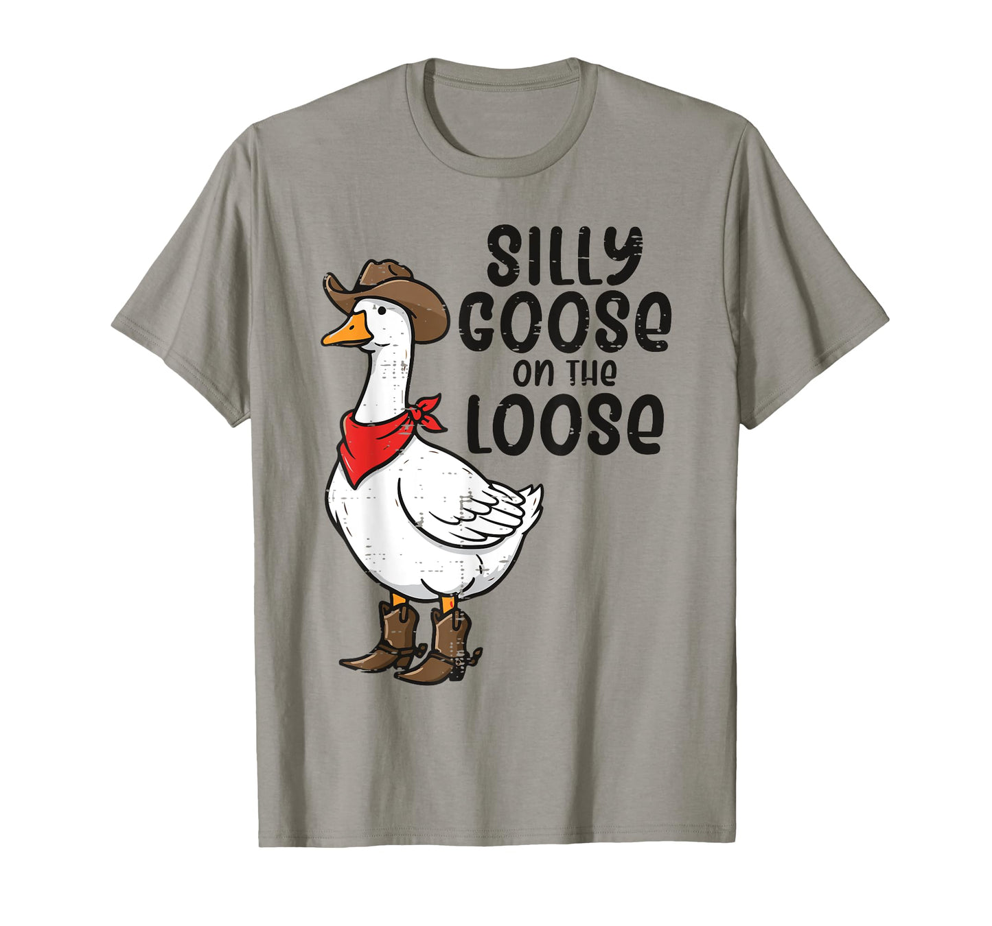 Goose Silly On The Loose Cowboy Funny Animal Men Women Kids T-Shirt