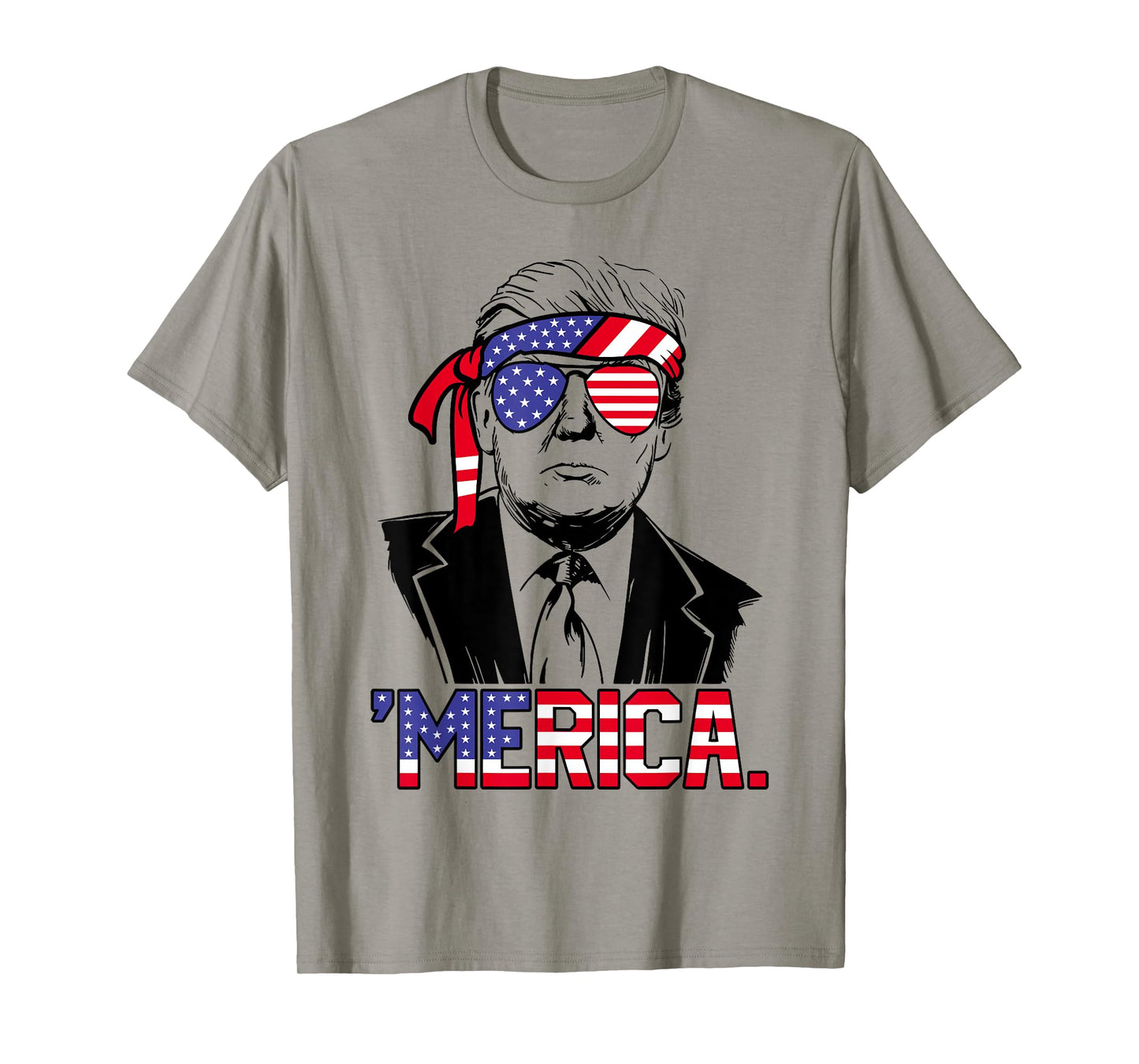 'MERICA TRUMP Happy 4th Of July Trump American Flag T-Shirt