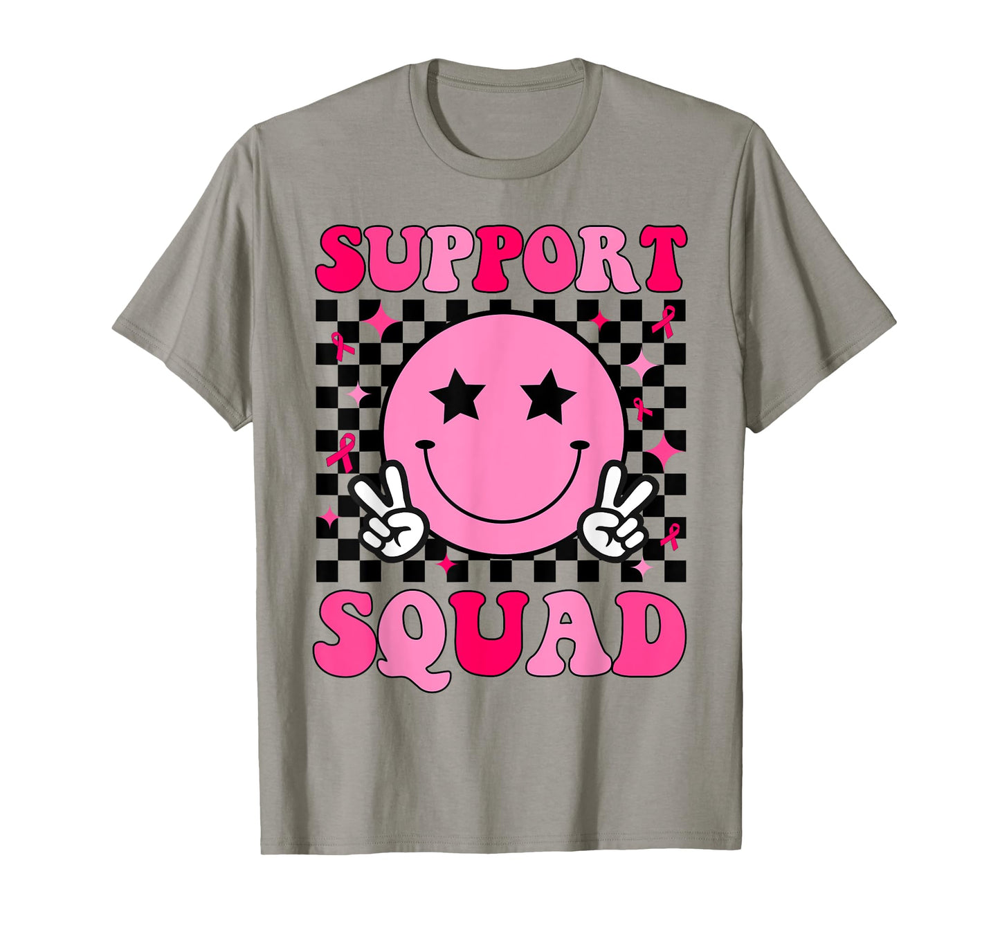 Retro Groovy Support Squad Breast Cancer Awareness T-Shirt