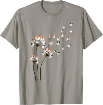 Papillon Dogs Flower Fly Dandelion Shirt Dog Mama Dog Lover T-Shirt for Men Women Kids