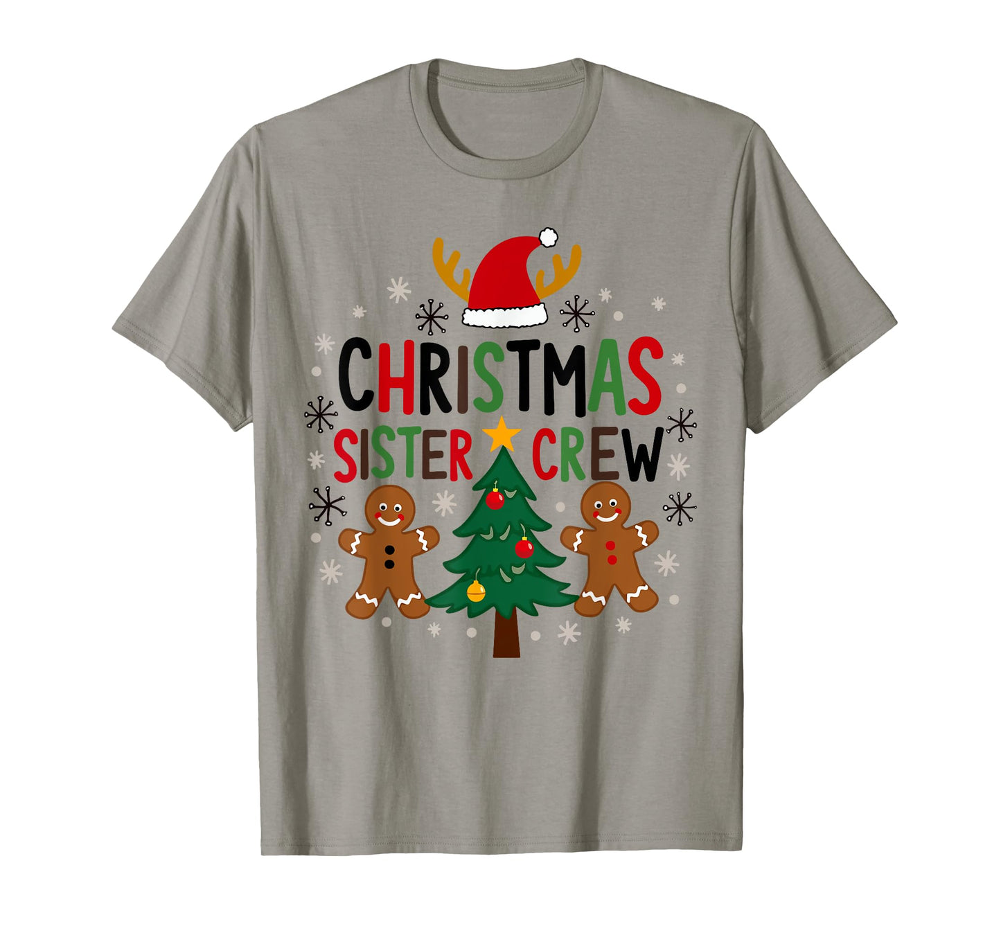 Christmas Sister Crew Holiday Gingerbread Tree Fun T-Shirt