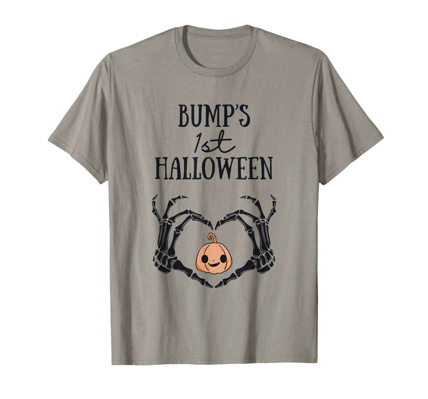 Bump's 1st Halloween Skeleton Hand Heart Pregnancy Baby T-Shirt