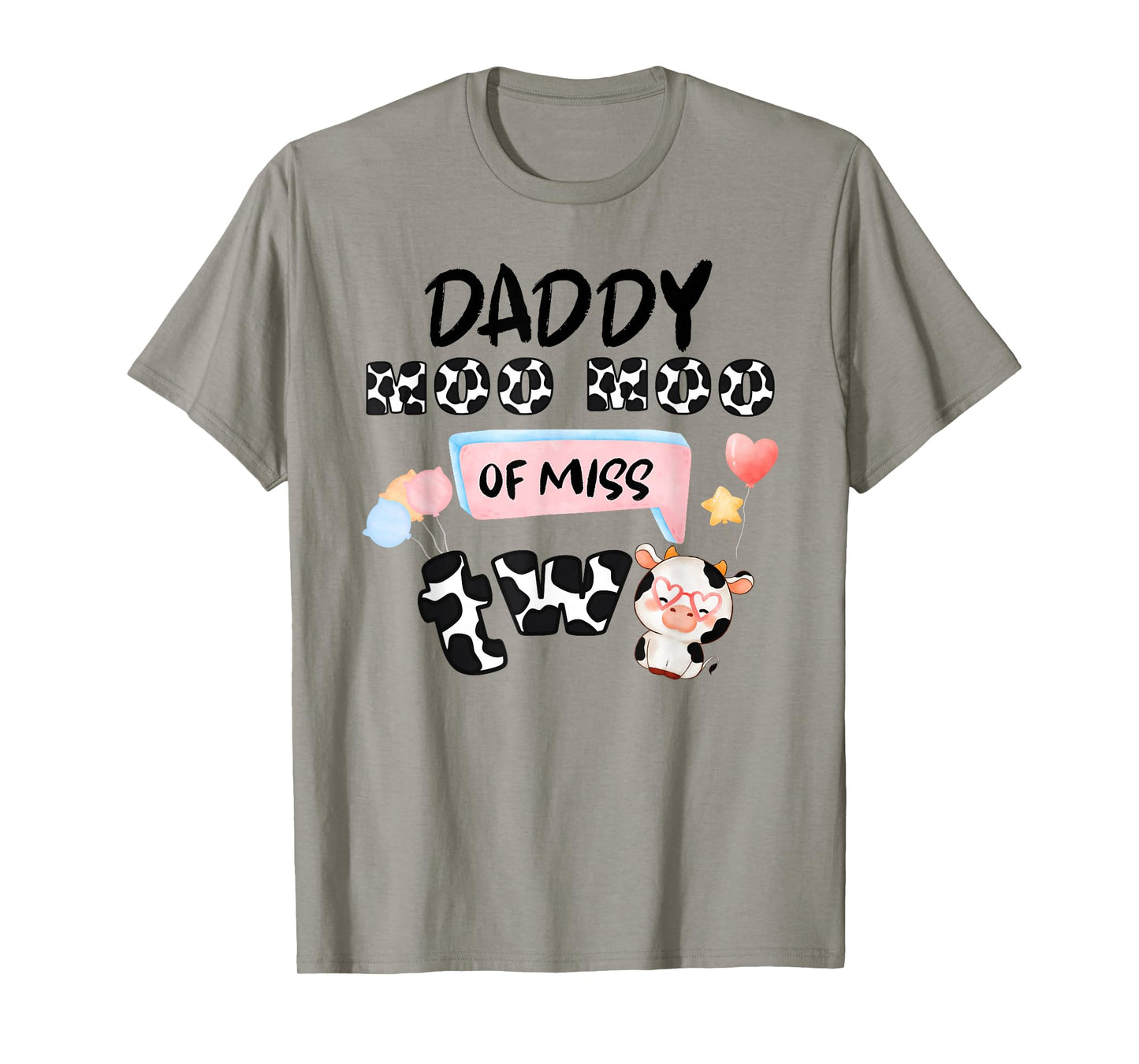 Girl Second Birthday Party Pink Cow Daddy Moo I'm Two Animal T-Shirt