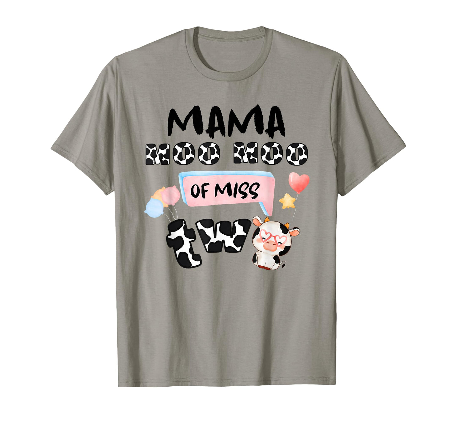 Girl Second Birthday Party Pink Cow Mama Moo I'm Two Animal T-Shirt