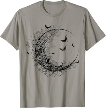 Cute Fairycore Floral Moon Aesthetic Girls Women Graphic T-Shirt