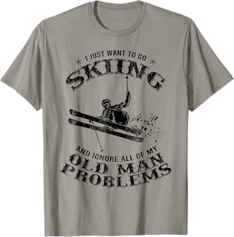 Funny Winter Skiing Snow Ski Skiers Novelty Gift For Dad Men T-Shirt