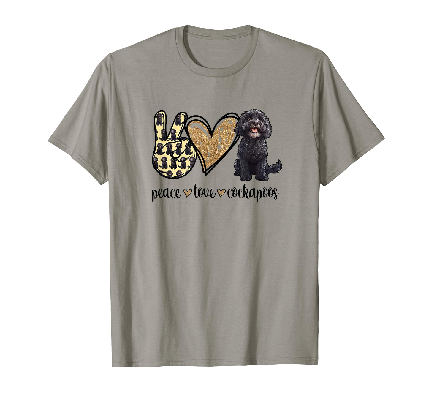Cute Illustration Peace Love Black Cockapoo Lover T-Shirt