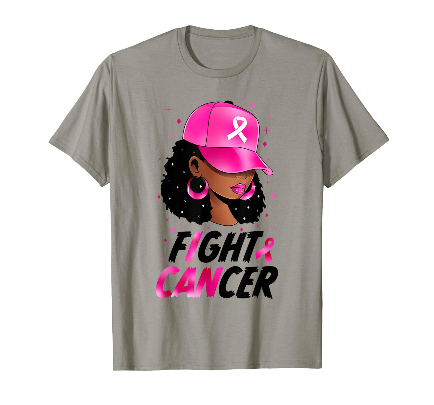 Black Girl Black Woman Breast Cancer Awareness Pink Ribbon T-Shirt