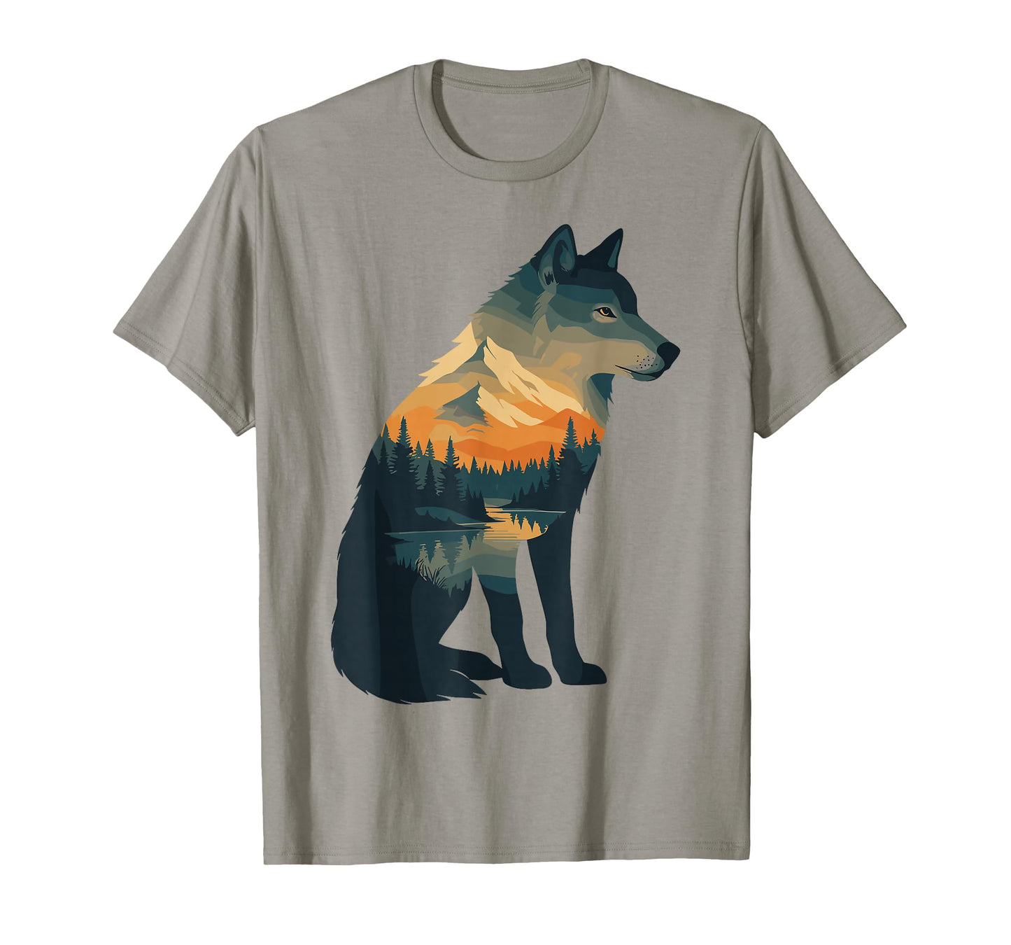 Nature Mountains Adventure Wolf Outdoor Wildlife Forest T-Shirt