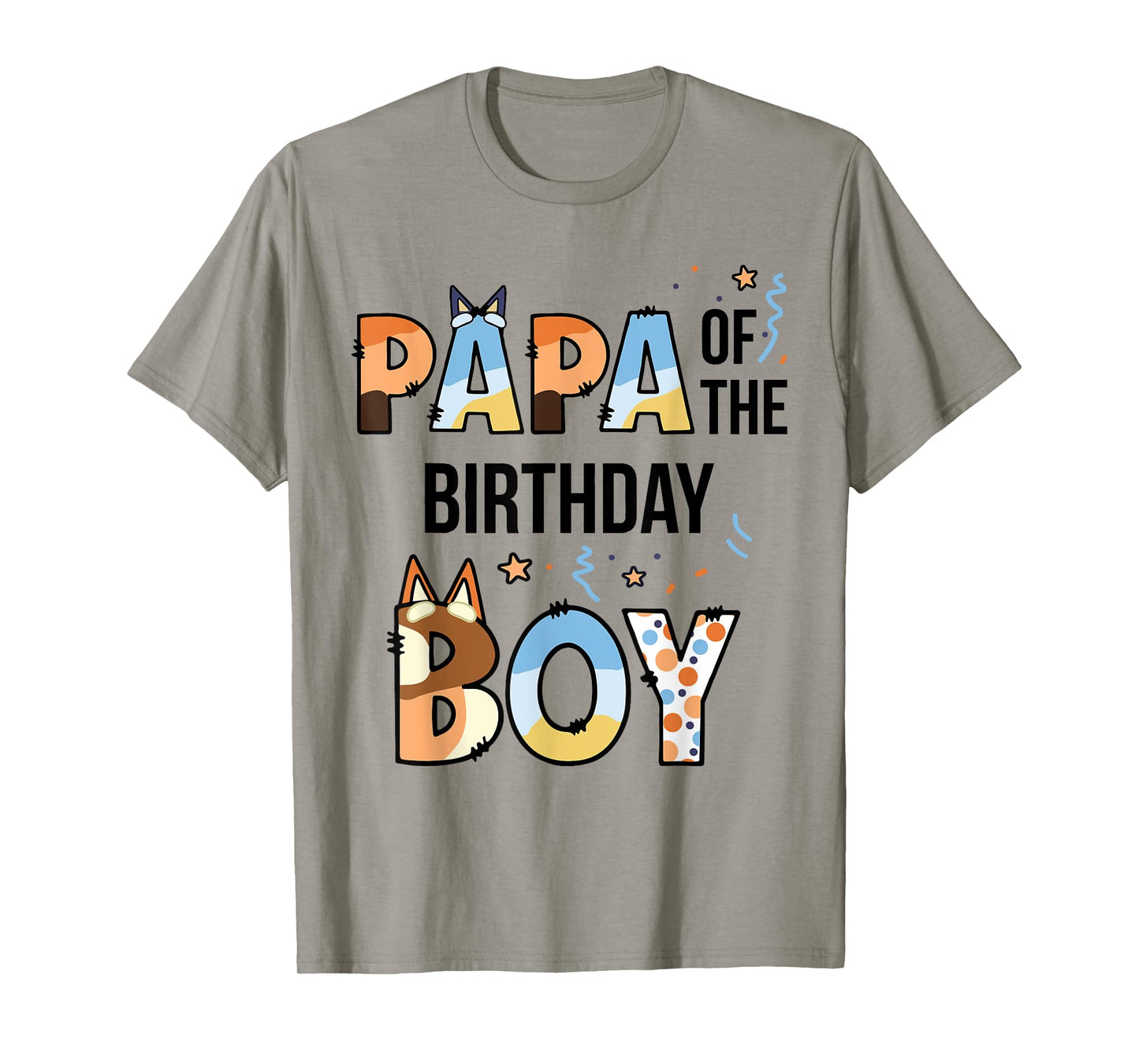 Papa Of The Birthday Boy Party Blue Dog Lover Matching T-Shirt