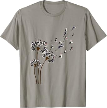 Boston Terrier Flower Fly Dandelion Funny Dog Lover Dog Dad T-Shirt