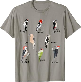 Types of Woodpecker Bird watching Wildlife T-Shirt