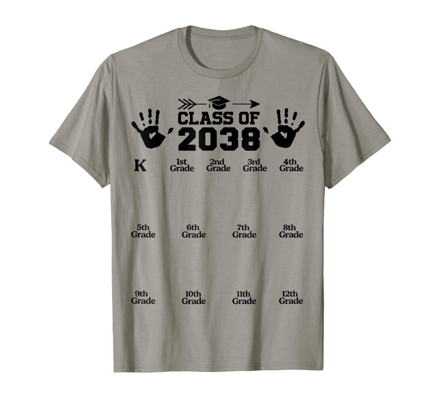 Class of 2038 Grow with Me Handprint Pre K 12th Grade T-Shirt