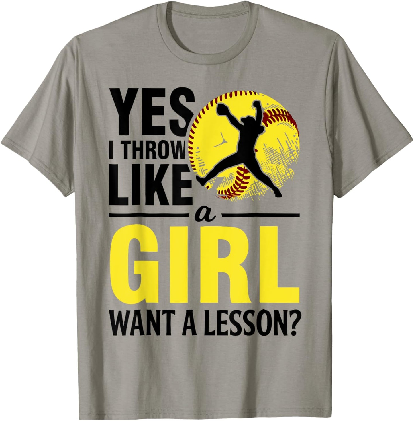 Funny Yes I Throw Like Girl Softball Pitcher Kids Teen Women T-Shirt