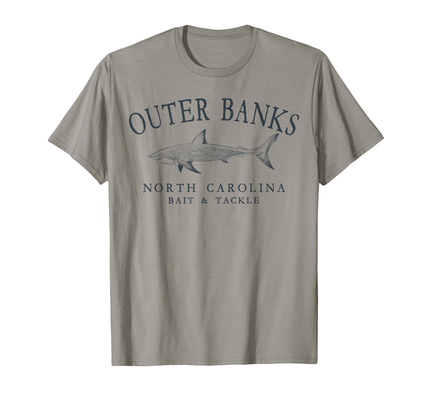 Outer Banks North Carolina Shark Retro Arched Slate Letters T-Shirt