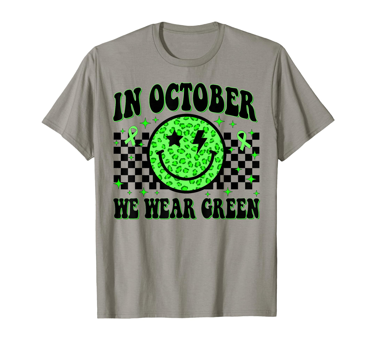 In October We Wear Green Ribon Smile Face Dwarfism Awareness T-Shirt