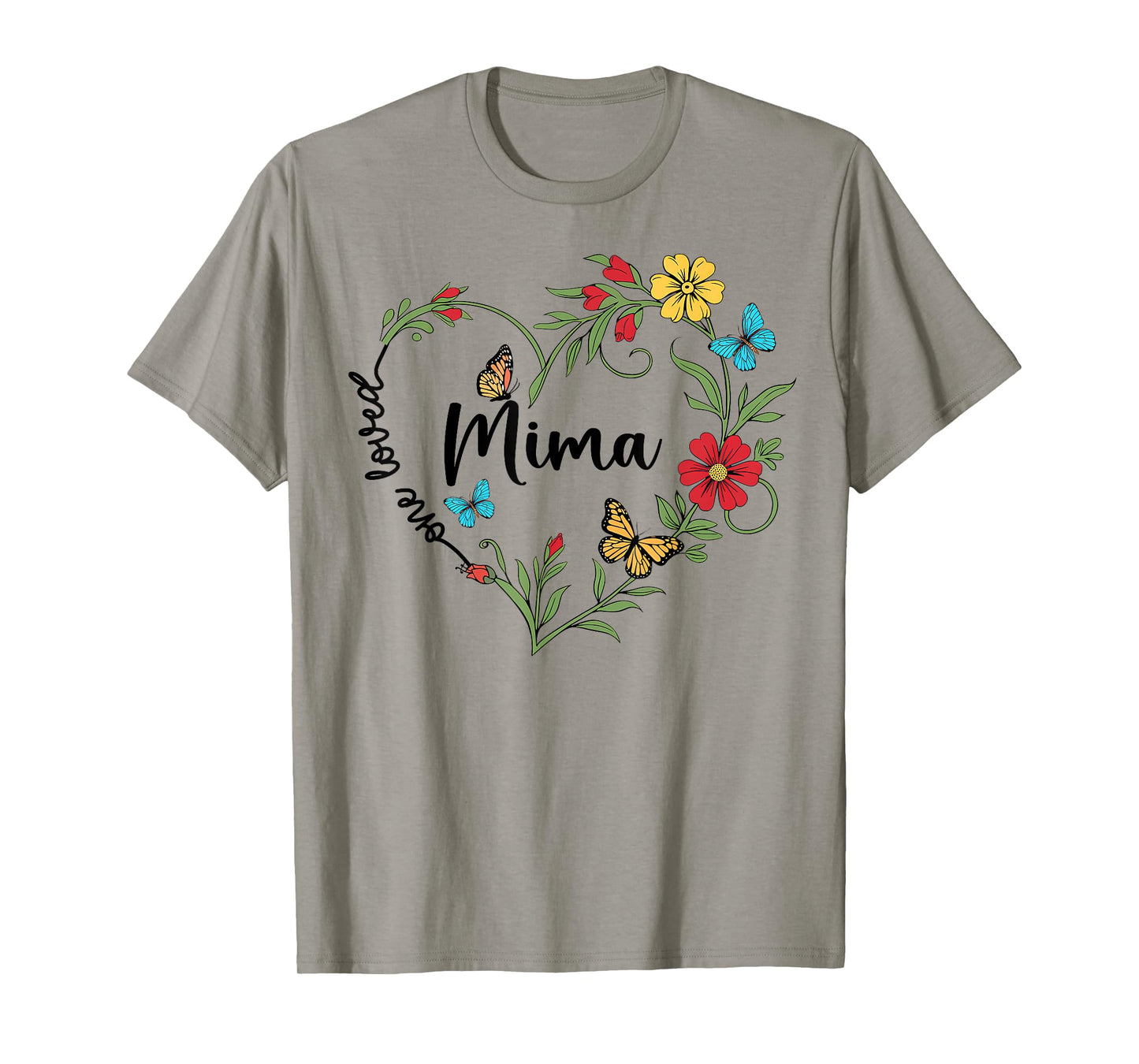 Floral One Loved Mima Heart Mom Grandma Women Mother's Day T-Shirt