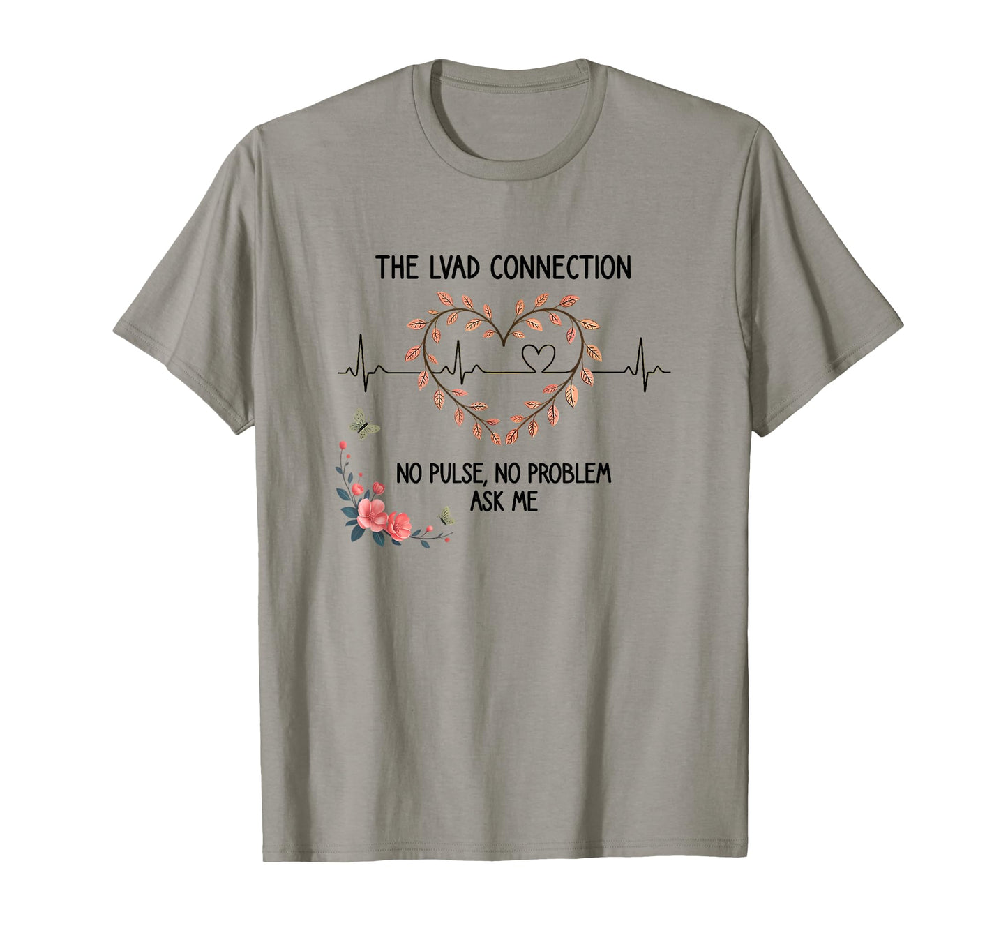 LVAD No Pulse No Problem Survivor Heartbeat ECG Heart Design T-Shirt