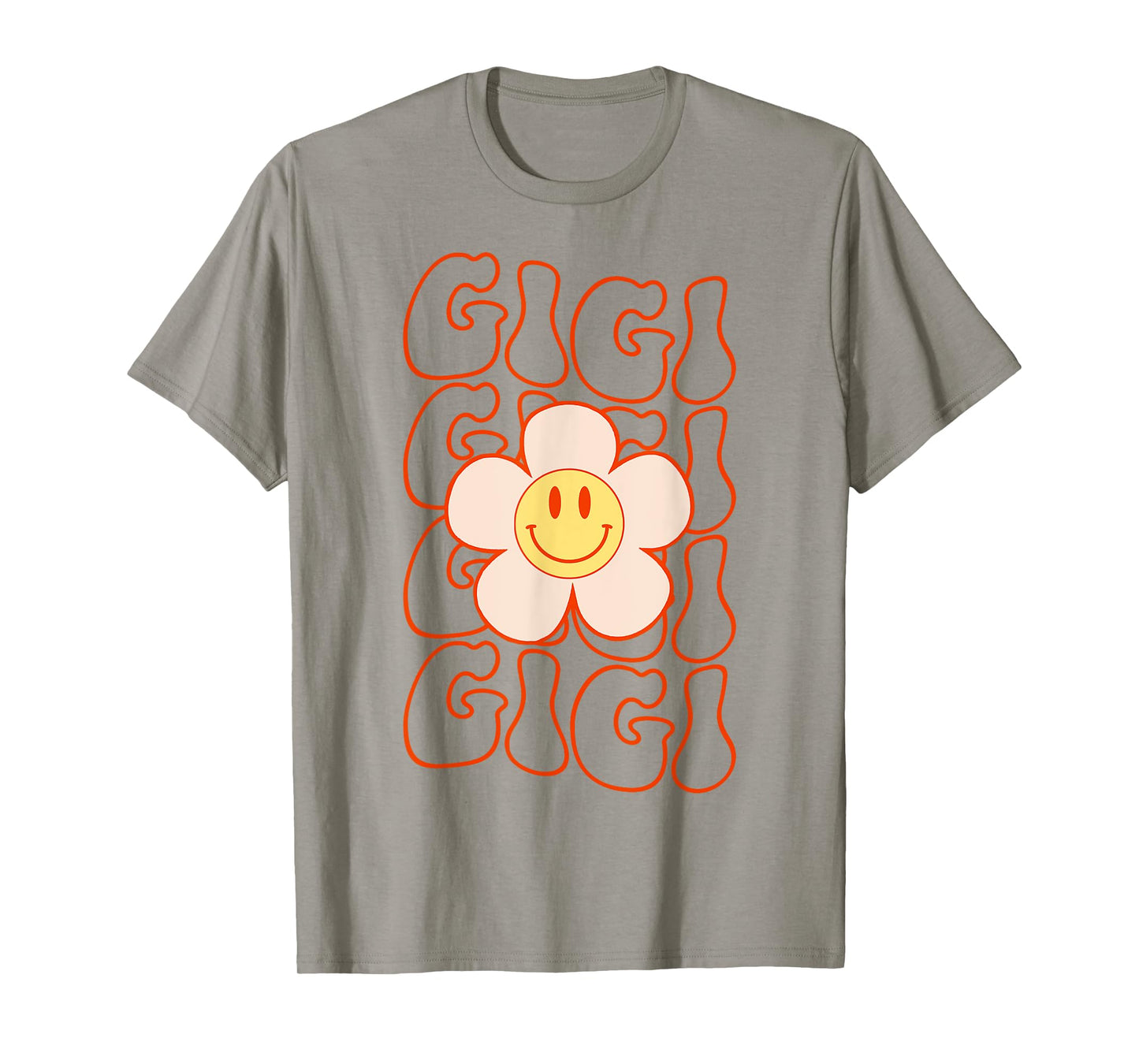 Retro Groovy Gigi Happy Face Smile Cute Daisy Flower Grandma T-Shirt