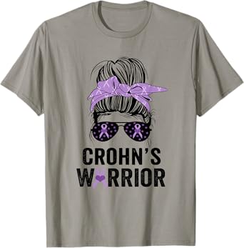 Crohn's awareness Month Crohn's warrior Purple Ribbon Womens T-Shirt