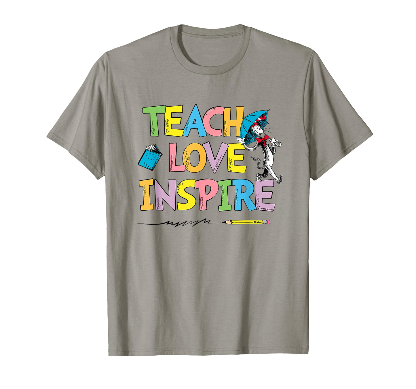 Dr Seuss Cat Hat Teach Love Inspire Officially Licensed T-Shirt - T-Shirt | Sand