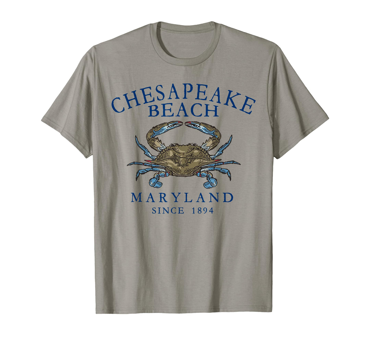 Chesapeake Bay Maryland Blue Crab Arched Navy Blue Letters T-Shirt