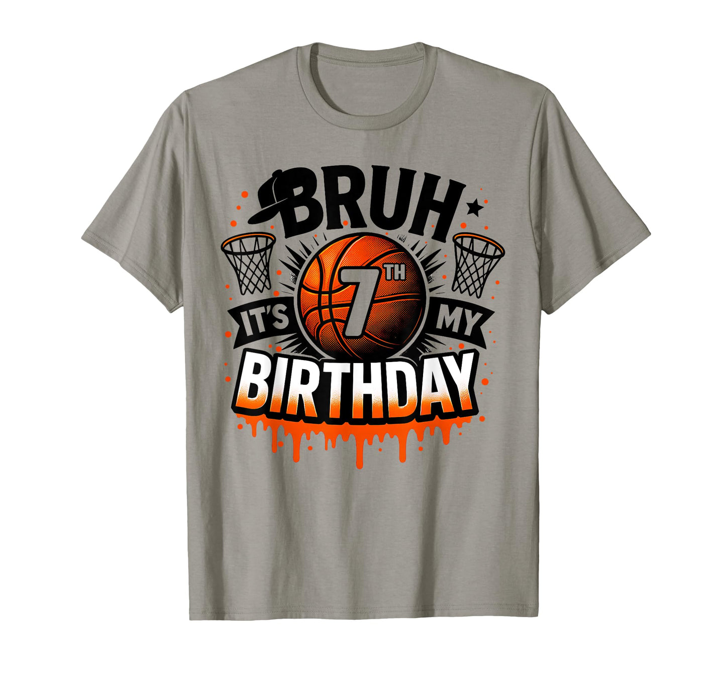 Bruh It's My 7th Birthday Basketball Boys 7 Years Old Bday T-Shirt