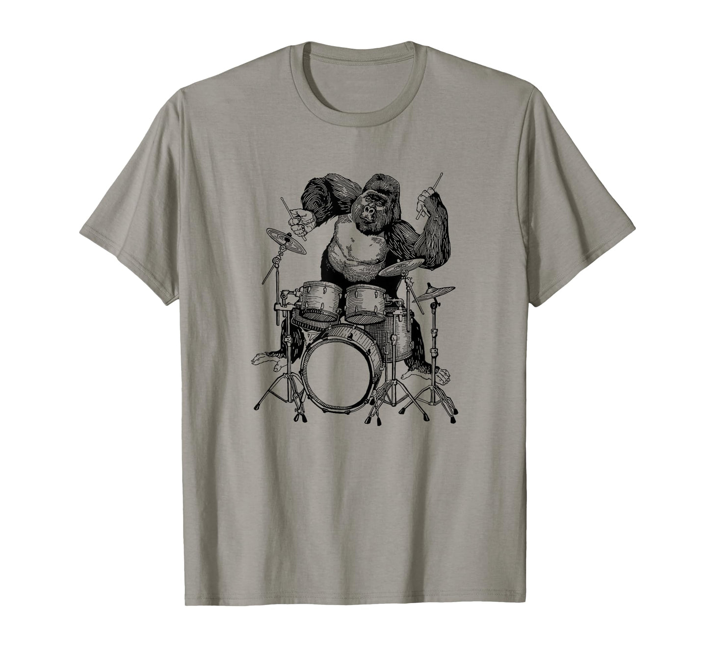 Gorilla Playing Drums Cool Monkey Funny Animal Rock Drummer T-Shirt